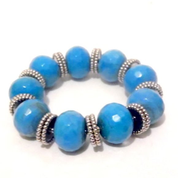 R. J. Graziano Simulated Turquoise Stretch Bracelet - Picture 2 of 3
